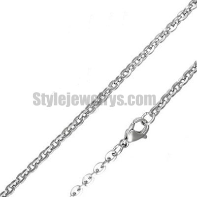 Stainless steel jewelry Chain 50cm - 55cm length flat cuban link chain necklace w/lobster 3mm ch360242 - Click Image to Close